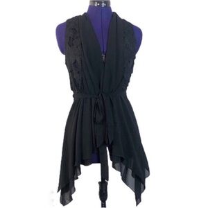 Double Zero Black Lace Sheer Layered Top